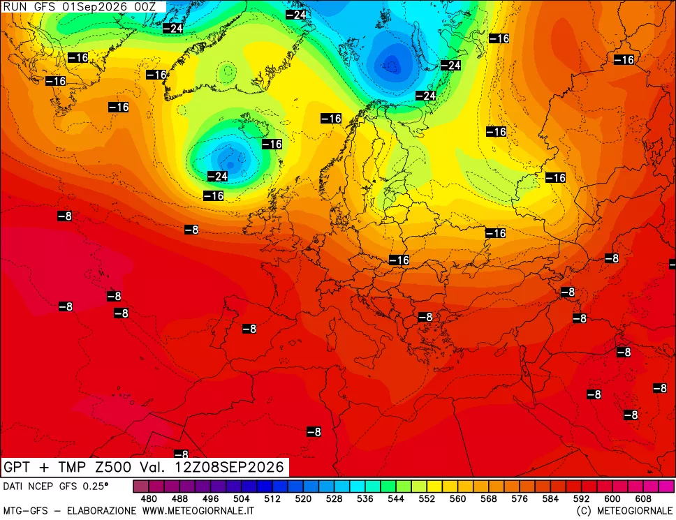 mappa 500 hPa GPT + Temp