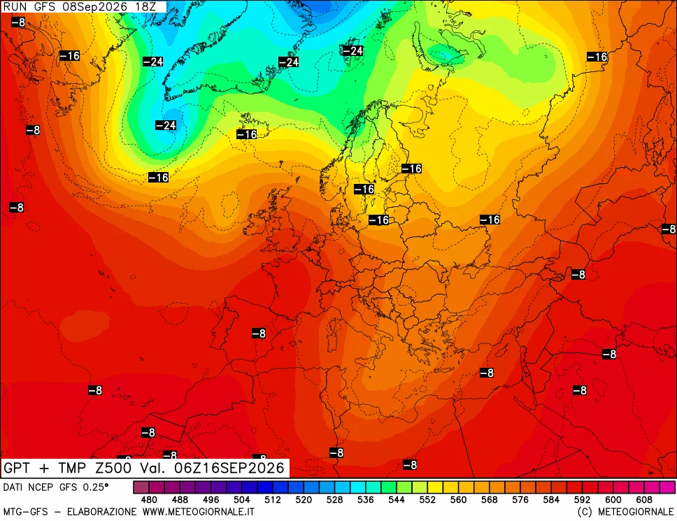 mappa 500 hPa GPT + Temp