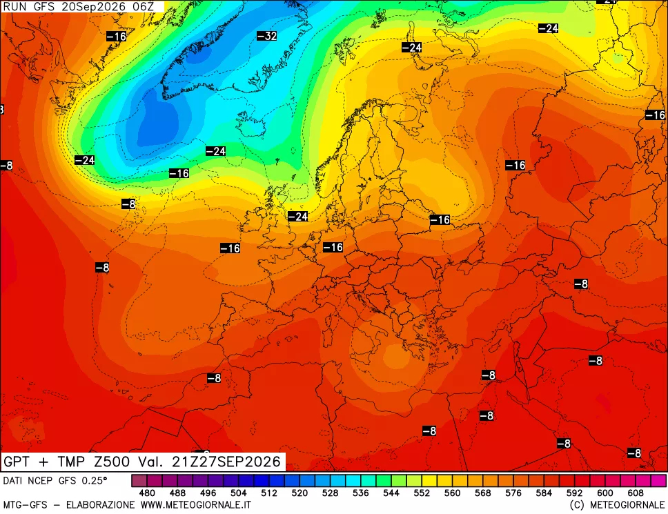 mappa 500 hPa GPT + Temp