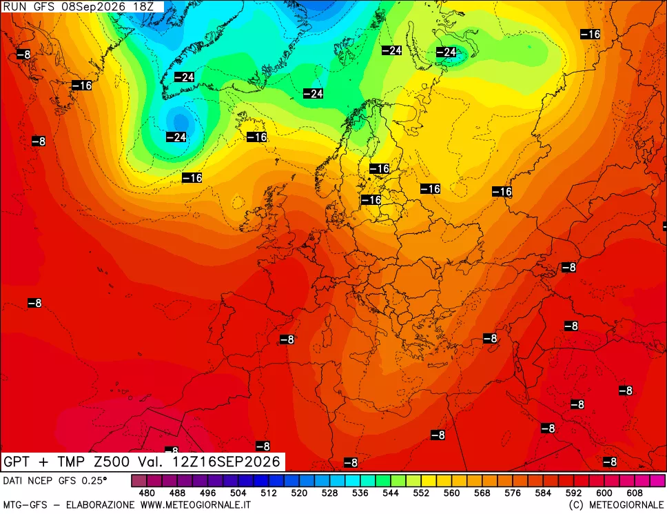 mappa 500 hPa GPT + Temp