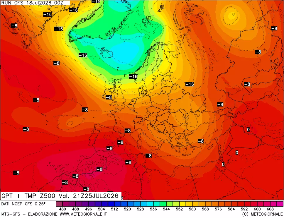 mappa 500 hPa GPT + Temp