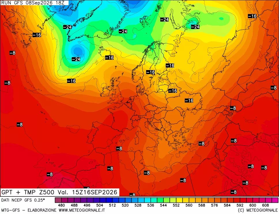 mappa 500 hPa GPT + Temp