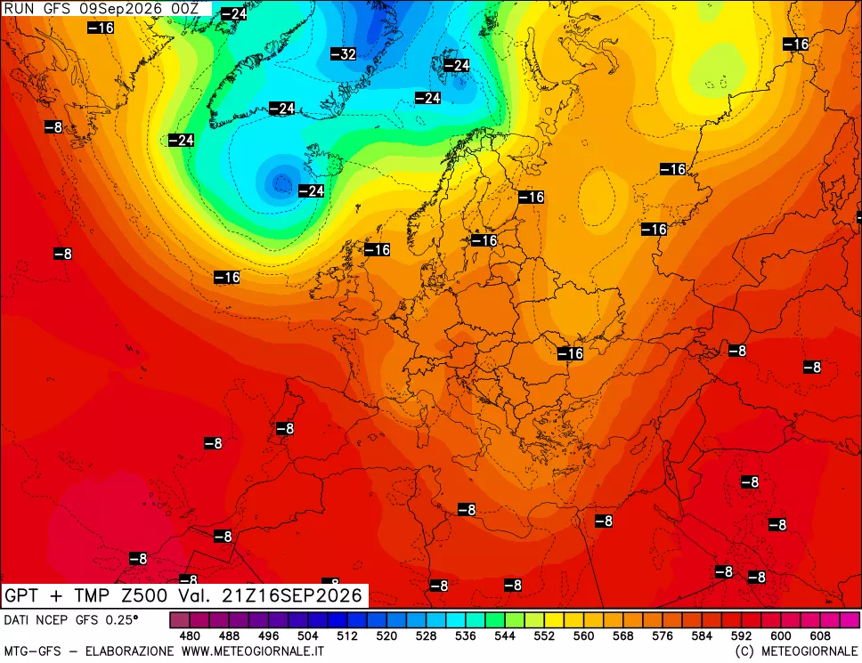 mappa 500 hPa GPT + Temp
