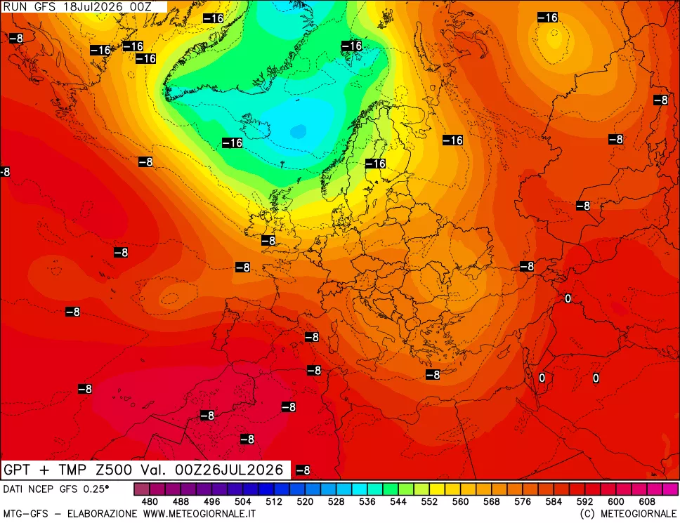 mappa 500 hPa GPT + Temp