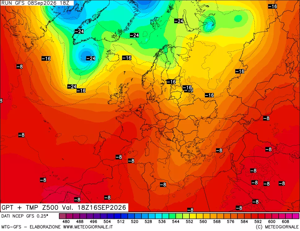 mappa 500 hPa GPT + Temp
