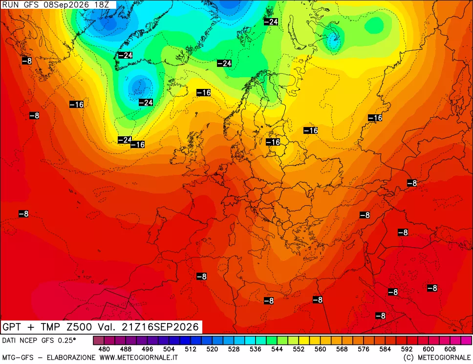 mappa 500 hPa GPT + Temp