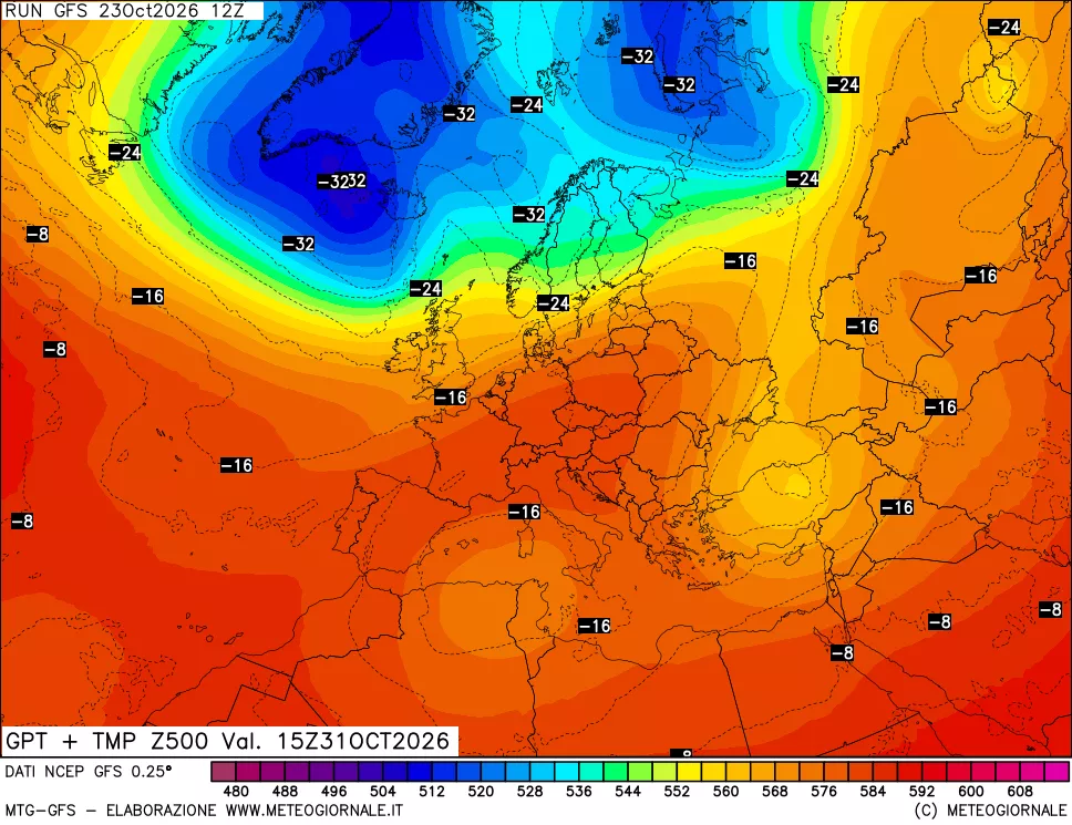 mappa 500 hPa GPT + Temp