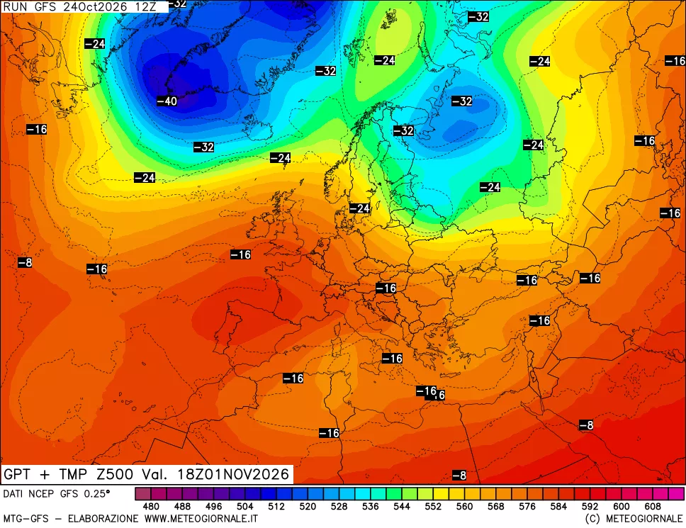 mappa 500 hPa GPT + Temp