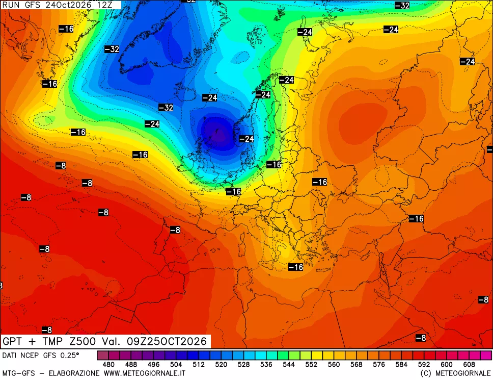 mappa 500 hPa GPT + Temp