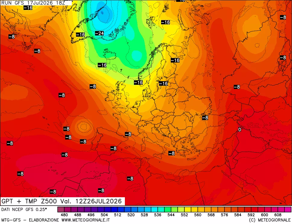 mappa 500 hPa GPT + Temp