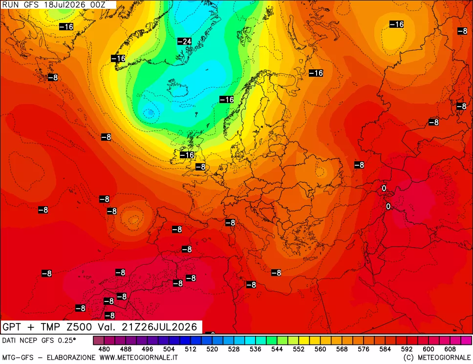 mappa 500 hPa GPT + Temp