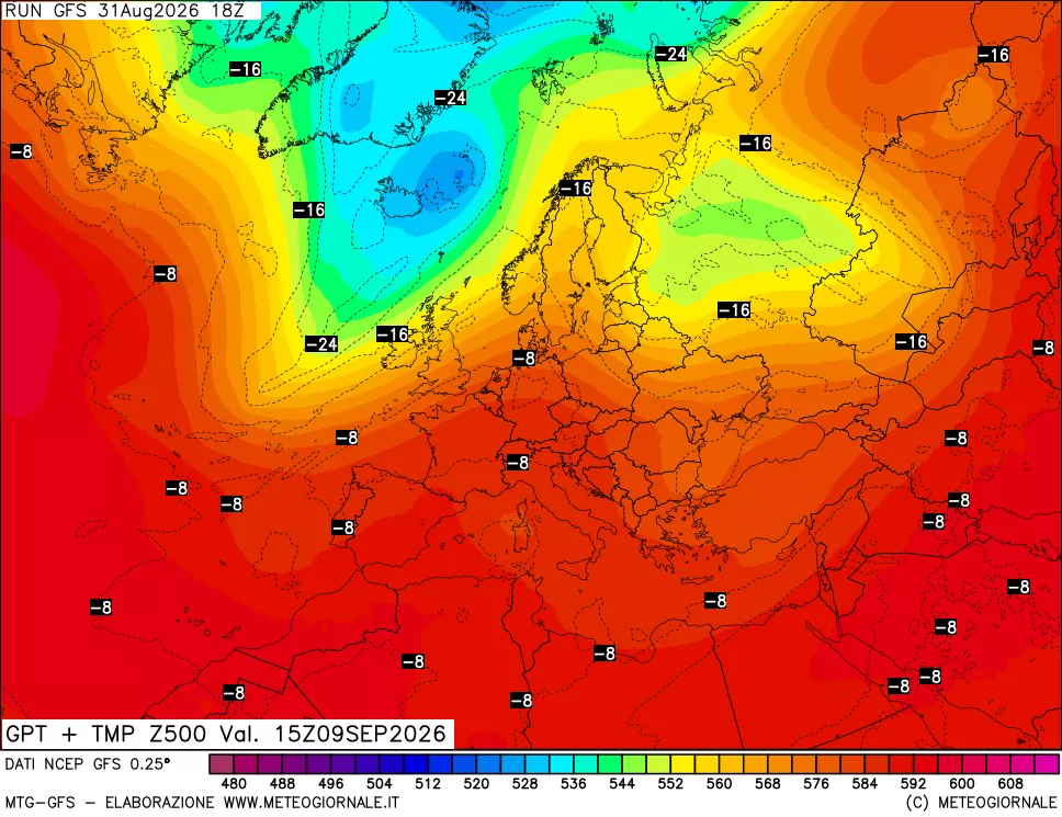 mappa 500 hPa GPT + Temp