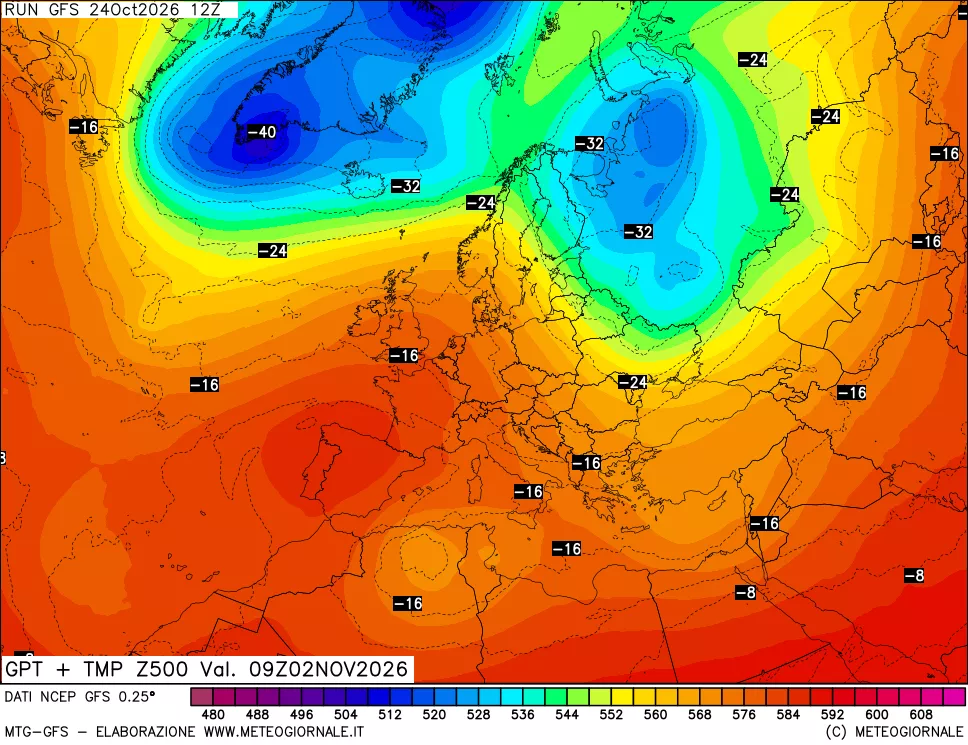 mappa 500 hPa GPT + Temp