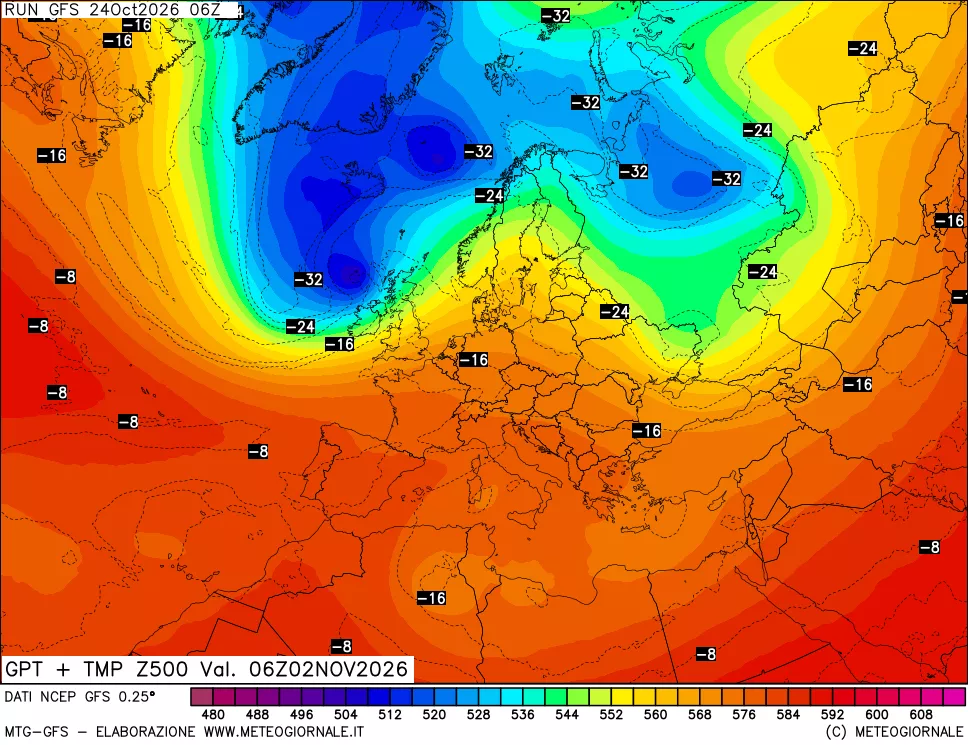 mappa 500 hPa GPT + Temp