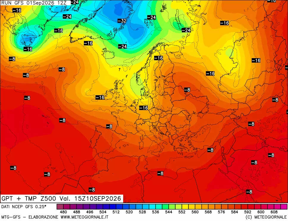 mappa 500 hPa GPT + Temp