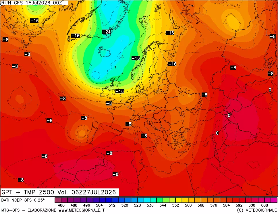 mappa 500 hPa GPT + Temp