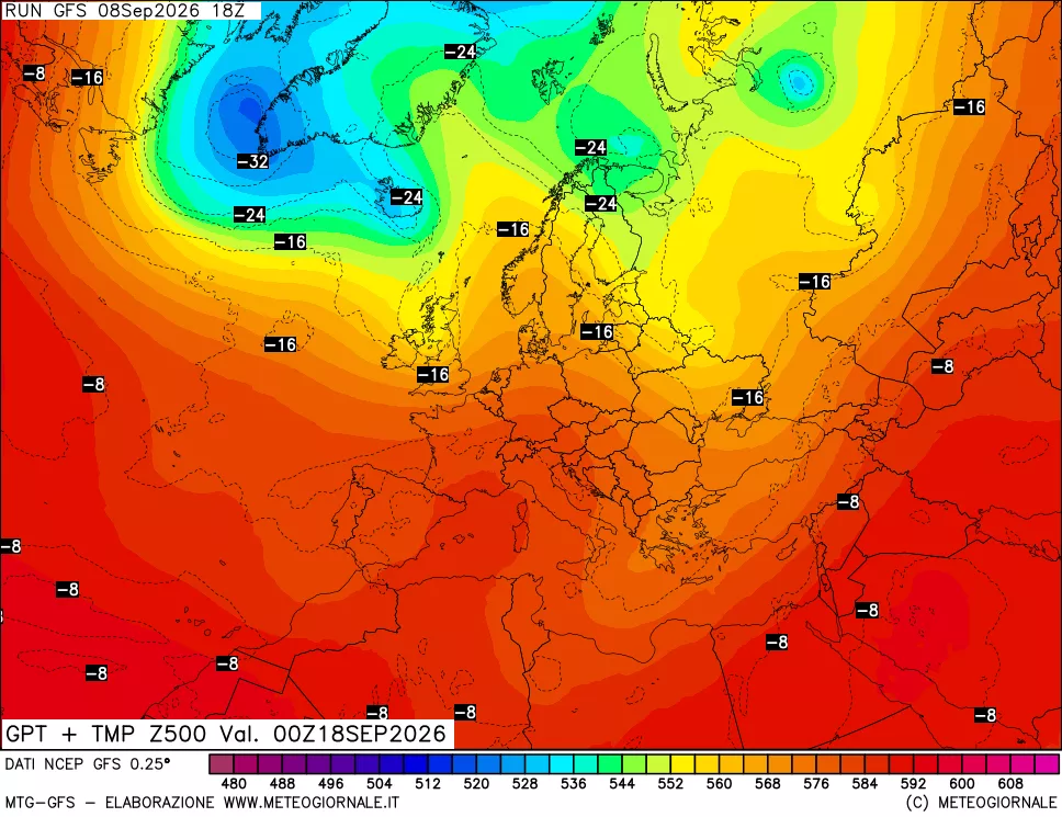 mappa 500 hPa GPT + Temp