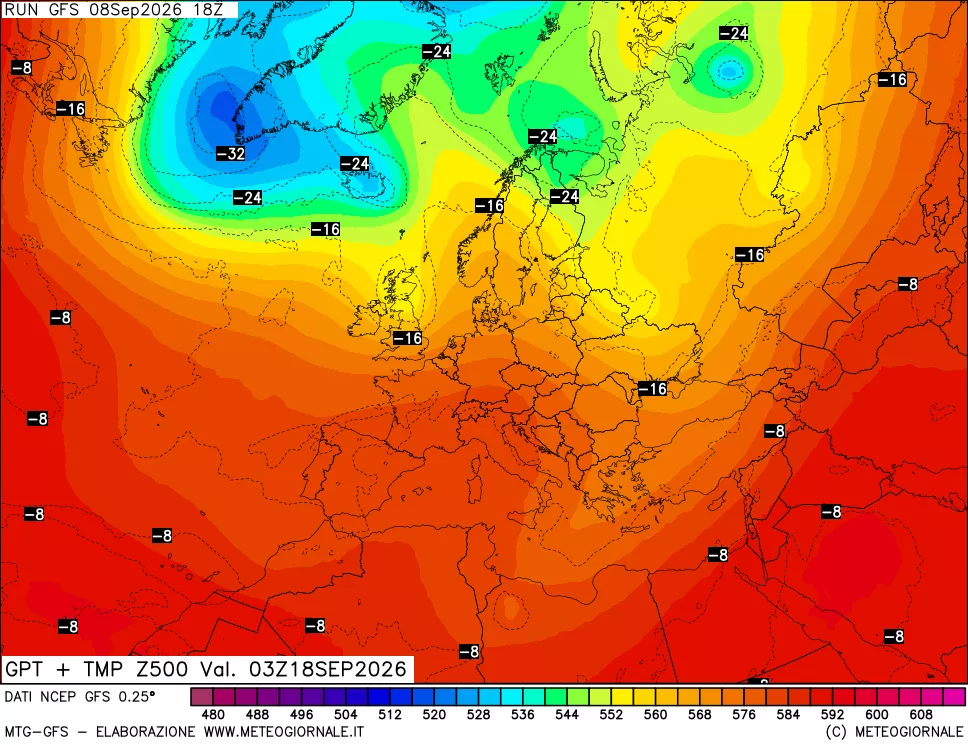 mappa 500 hPa GPT + Temp
