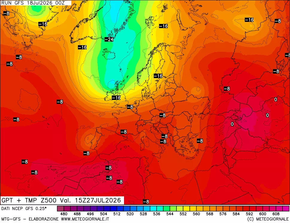 mappa 500 hPa GPT + Temp