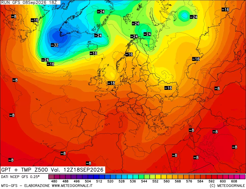 mappa 500 hPa GPT + Temp