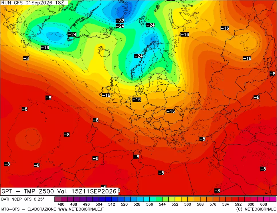 mappa 500 hPa GPT + Temp