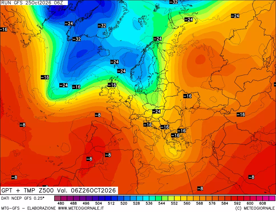 mappa 500 hPa GPT + Temp