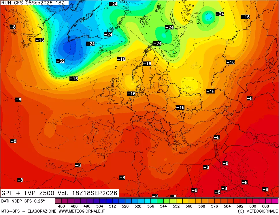 mappa 500 hPa GPT + Temp