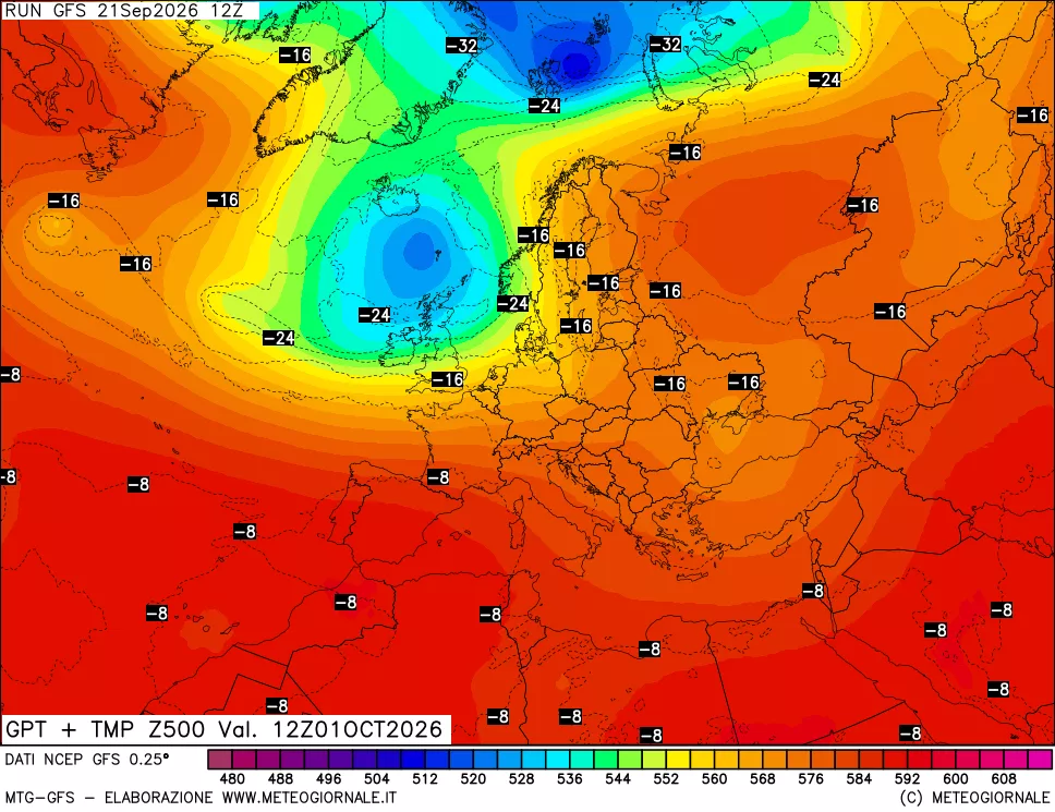 mappa 500 hPa GPT + Temp