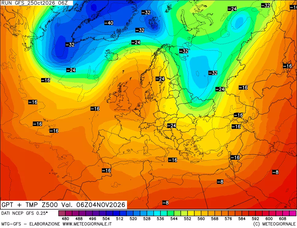 mappa 500 hPa GPT + Temp