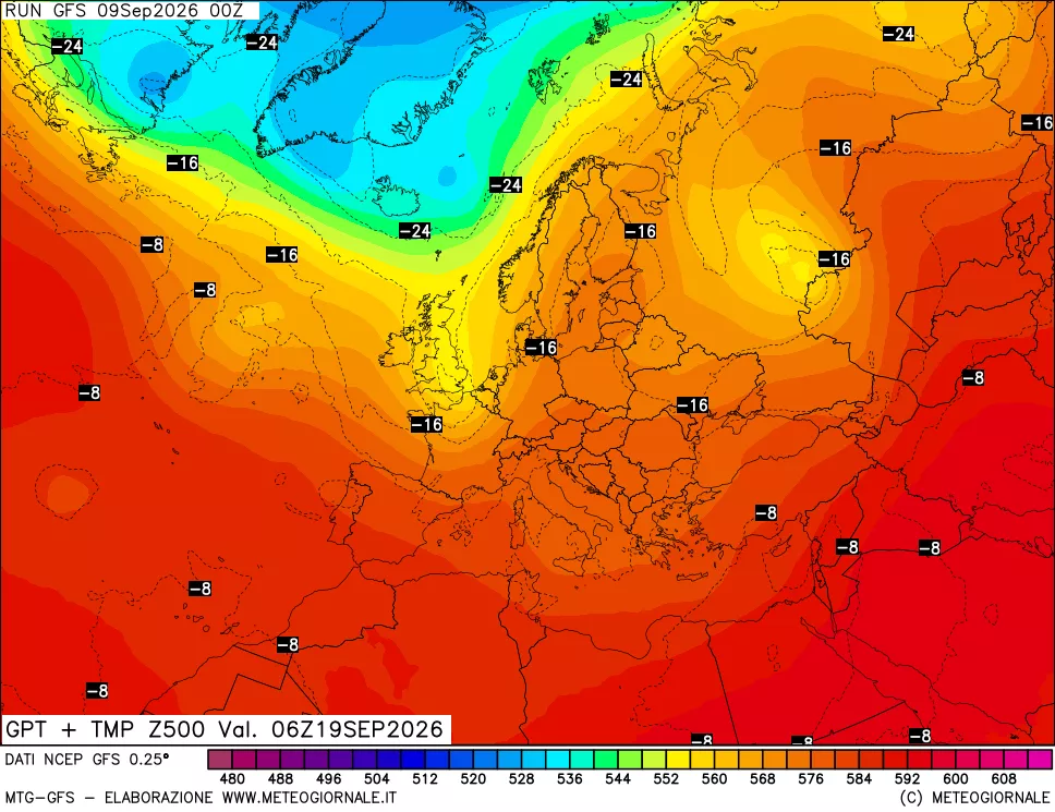 mappa 500 hPa GPT + Temp