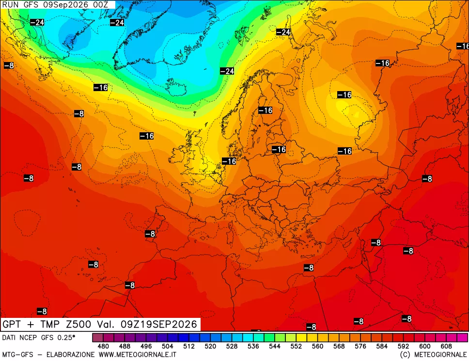 mappa 500 hPa GPT + Temp