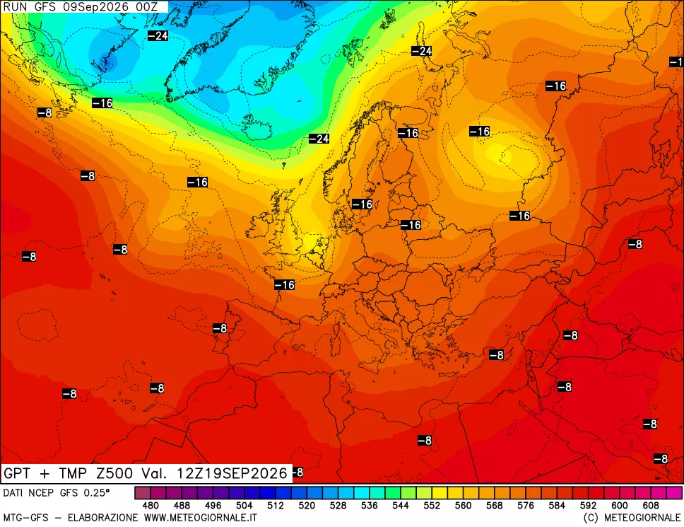mappa 500 hPa GPT + Temp