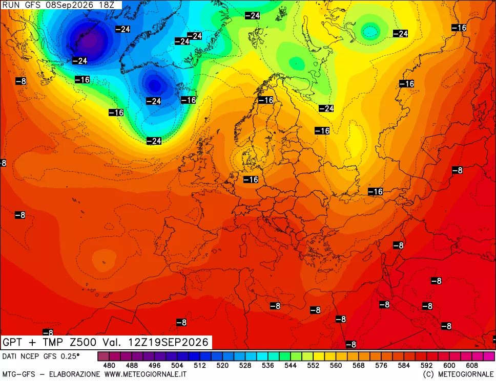 mappa 500 hPa GPT + Temp