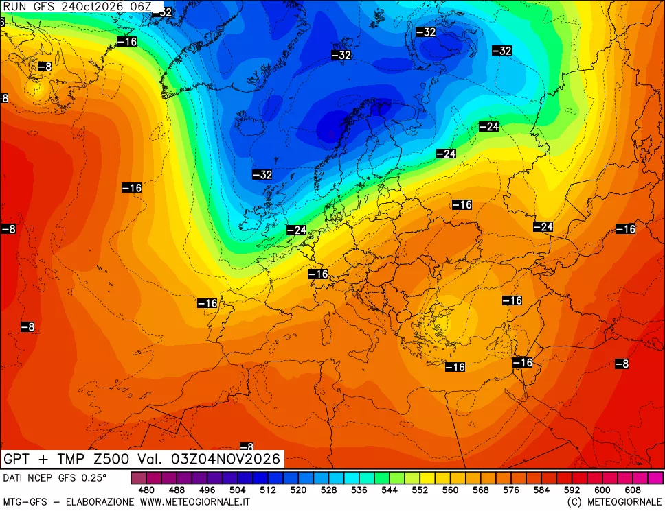 mappa 500 hPa GPT + Temp