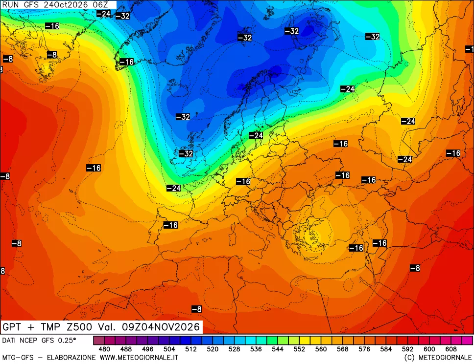 mappa 500 hPa GPT + Temp