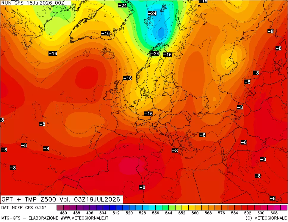 mappa 500 hPa GPT + Temp