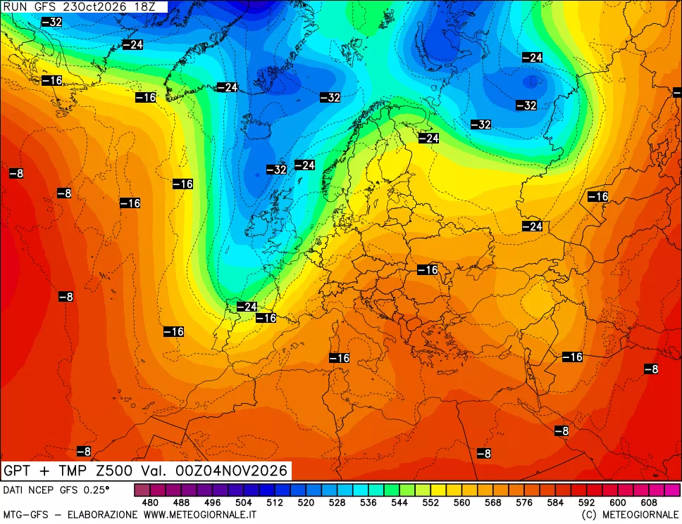 mappa 500 hPa GPT + Temp