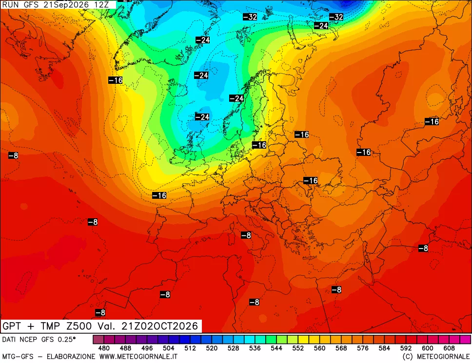 mappa 500 hPa GPT + Temp
