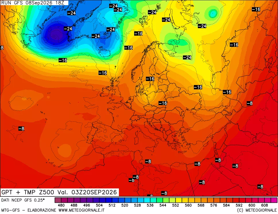 mappa 500 hPa GPT + Temp