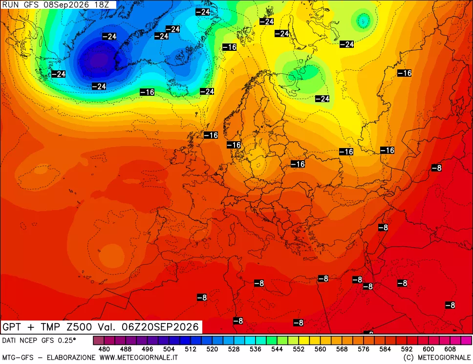 mappa 500 hPa GPT + Temp