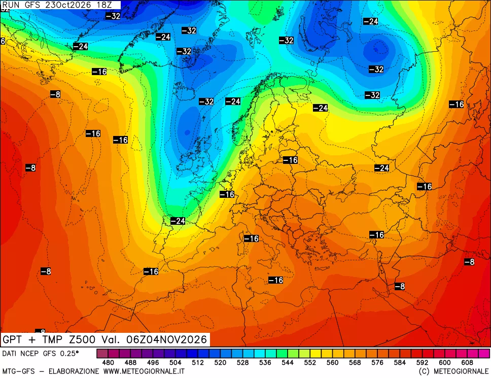 mappa 500 hPa GPT + Temp