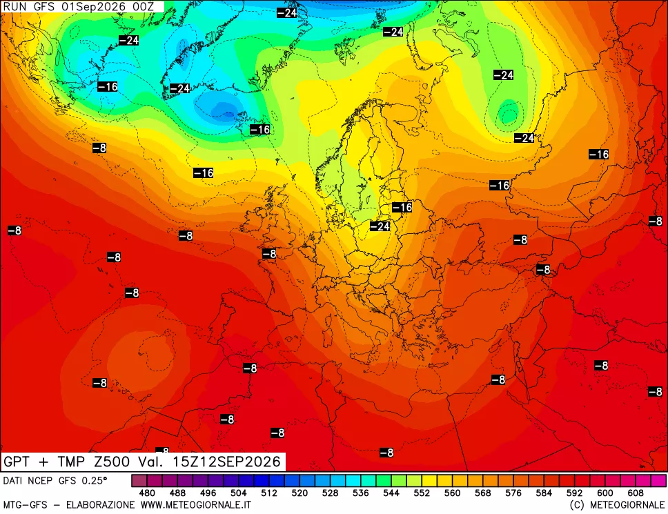 mappa 500 hPa GPT + Temp