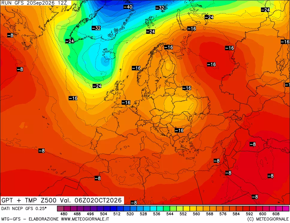 mappa 500 hPa GPT + Temp