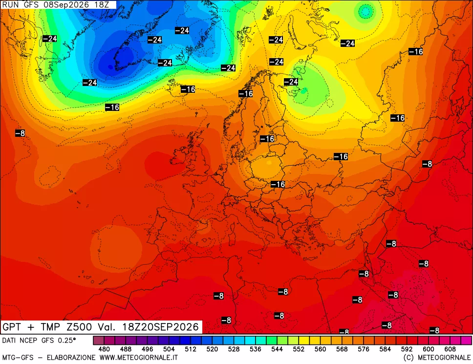 mappa 500 hPa GPT + Temp