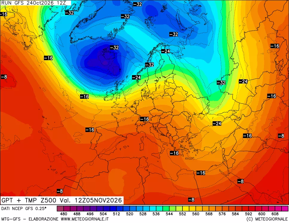 mappa 500 hPa GPT + Temp