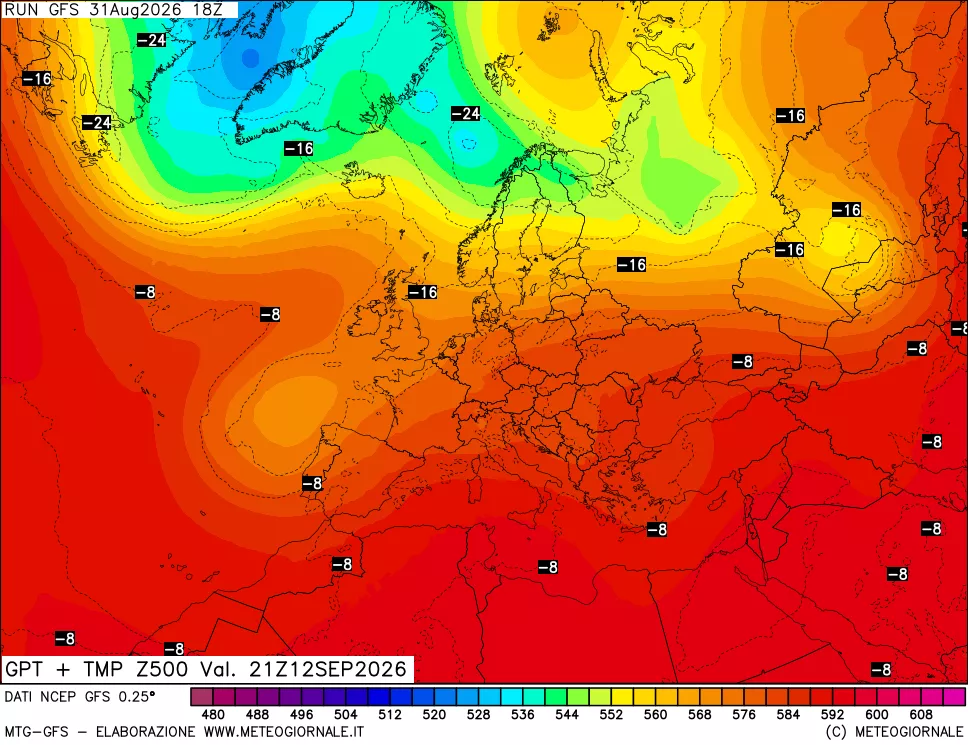 mappa 500 hPa GPT + Temp