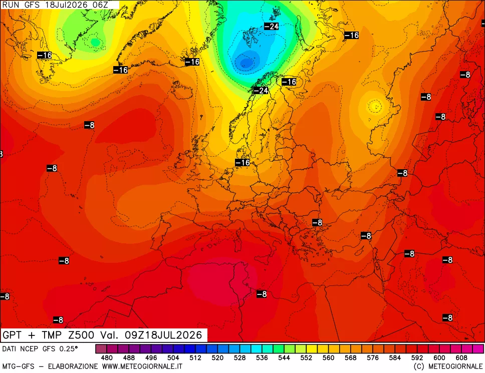 mappa 500 hPa GPT + Temp