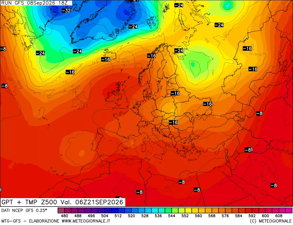 mappa 500 hPa GPT + Temp