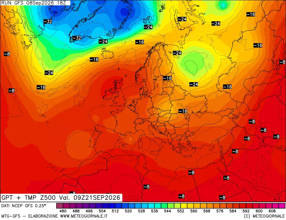 mappa 500 hPa GPT + Temp
