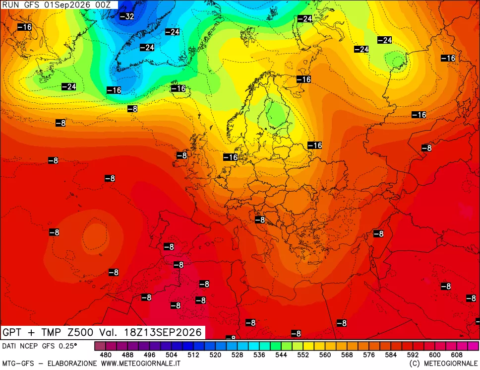 mappa 500 hPa GPT + Temp